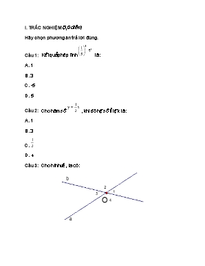 Đề thi học kì 1 môn Toán Khối 7